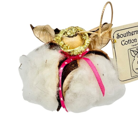 Southern Natures Cotton Angel Ornament Handcrafted w Pink Ribbon Christmas - Picture 2 of 6